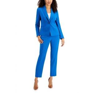 NEW LE SUIT notched collar 1 button jacket with pant set in blue